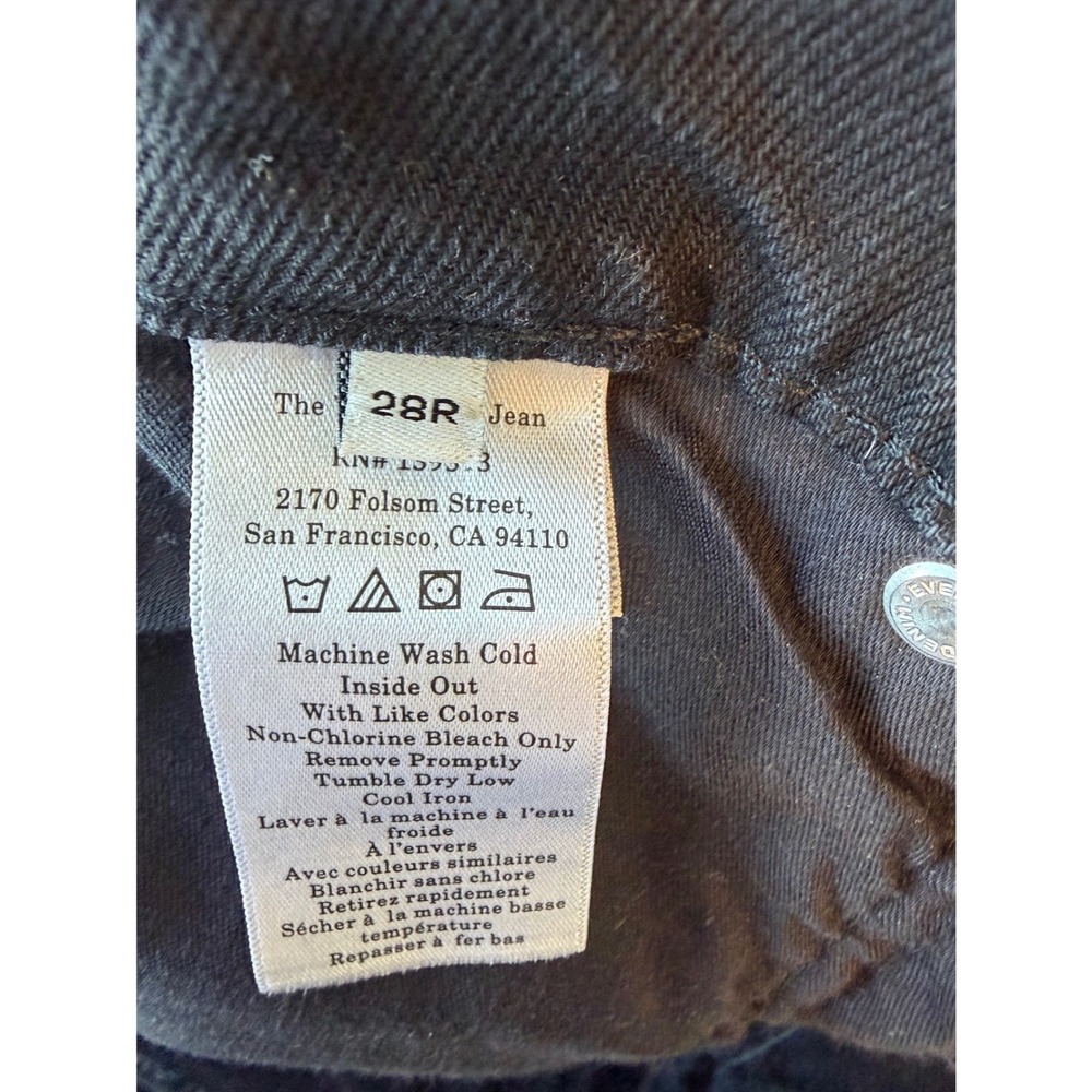 Everlane Way-High Wide Leg Jeans Black Raw Hem Denim Pants 28R High Rise - Picture 9 of 9